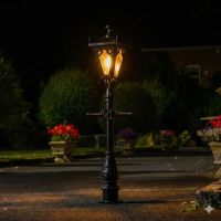 Digital representation of Black Gothic Miniature Lamp Post - 1.5m at night