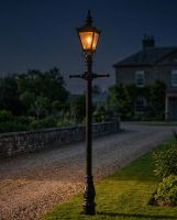 Black Harrogate Lamp Post Set - 2m at night digital illustration
