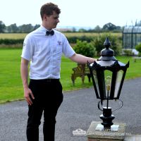 Large Black Hexagonal Pillar Light Set to Scale