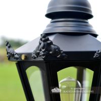 Black Hexagonal Pillar Light and Lantern Set 76cm