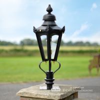 Black Hexagonal Pillar Light and Lantern Set 76cm