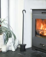 Black Hooked Fireside Brush In Situ