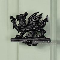 Black Iron Welsh Dragon Door Knocker On Front Door Black Iron Welsh Dragon Door Knocker On Front Door