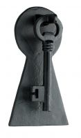 Black Iron Key Door Knocker with Back Plate