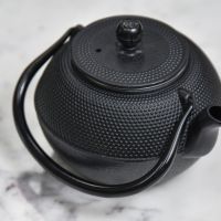 Black "Kyusu" Cast Iron Japanese Teapot with Handle Down