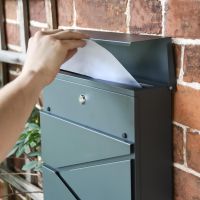 Letter Flap in Use on Black "Leading Edge" Wall Mounted Post Box & Newspaper Holder
