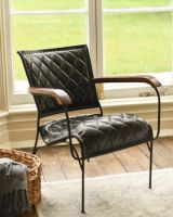 The "Bantam" Black Leather & Wood Armchair The "Bantam" Black Leather & Wood Armchair