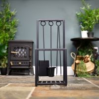 Black Modern Log Holder With Tools