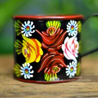 Close-up of the Hand Painted Rose Design on the Mug Close-up of the Hand Painted Rose Design on the Mug