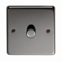 Single Dimmer Light Switch Finished in a Black Nickel