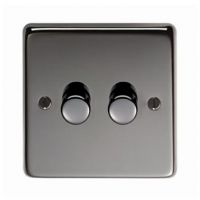 Double Dimmer Light Switch Finished in a Black Nickel