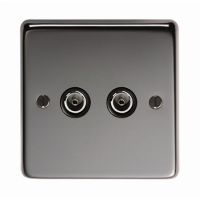 Double TV Socket Finished in a Black Nickel