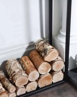 Close-Up of Black Open Sides "Recipe" Log Holder - 90cm x 100cm