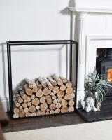 Black Open Sides "Recipe" Log Holder - 90cm x 100cm