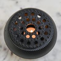 Black Oriental Cast Iron Teapot Warmer in Situ