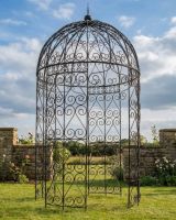 Black ornate scroll gazebo in garden Digital Illustration Black ornate scroll gazebo in garden Digital Illustration