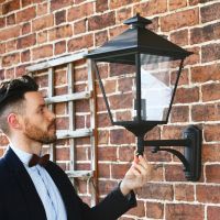 Black outdoor traditional wall lamp