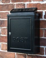 Black "Oxford" Wall Mounted Post Box in Situ