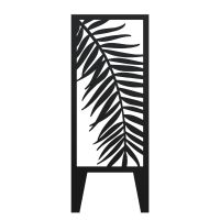 Black Palm Leaf Garden Screen On White Background