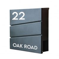 Black Park View Wall Mounted Post Box & Newspaper Holder Personalised
