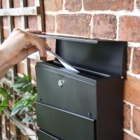 Letter Flap in Use on Black "Park View" Wall Mounted Post Box & Newspaper Holder