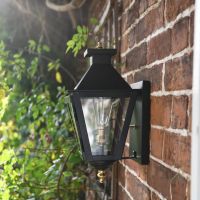 Black Pentonville Outdoor Wall Lantern in Situ Black Pentonville Outdoor Wall Lantern in Situ