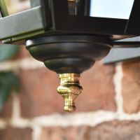 Close-Up of Polished Brass Finial on Black Wall Light Close-Up of Polished Brass Finial on Black Wall Light