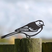 Black Steel Fence Topper with Pied Wagtail Design