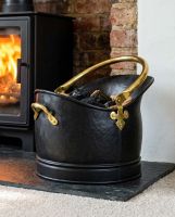 Black & Polished Brass Coal Bucket in Situ Digital illustration