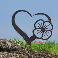 Black Poppy on Love Heart Grave Marker Ground Spike in Situ Black Poppy on Love Heart Grave Marker Ground Spike in Situ