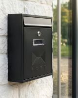 Black Rectangular Steel "POST" Wall Mounted Post Box with Lock digital illustration Black Rectangular Steel "POST" Wall Mounted Post Box with Lock digital illustration