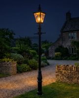 Black Rochester High Mast Column And Lantern - 4.6m digital illustration at night