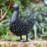 Black Rooster Wire Sculpture