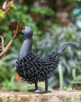 Black Rooster Wire Sculpture in Situ