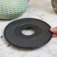 Scale Shot of Black Round Cast Iron Trivet