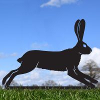 Black Sprinting Hare Silhouette in Situ