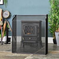 Black Sloping Fire Guard in Situ in Front of the Fire Place