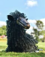 Front view of Black Sheep Bedspring Sculpture Front view of Black Sheep Bedspring Sculpture