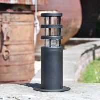  Contemporary Pedestal Light Finished in a Black Stainless Steel