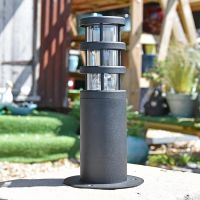 Stainless Steel Contemporary Pedestal Light Finished in Black 