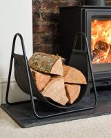 Black Steel & Black Leather Log Holder Digital Illustration