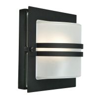 Black Steel Ettington Frosted Outdoor Wall Light