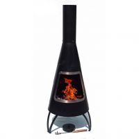 Contemporary Chimenea in a Black & Steel Finish  Contemporary Chimenea in a Black & Steel Finish