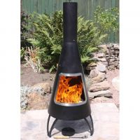 Black & Steel Finish Contemporary Chimenea created Out of Steel Black & Steel Finish Contemporary Chimenea created Out of Steel