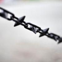 Black Steel Spiked Chains (Sold Per Metre) - Every Link Spikes