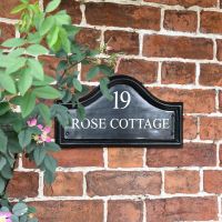 Black Traditional House Name Sign in Situ on a Brick Wall