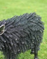 Close-Up of Twisted Metal Design on Sheep Garden Sculpture - Recycled Outdoor Ornament