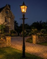 Black Victorian Lamp Post Set 3.7m digital illustration at night