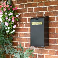 Black Wall Mounted Parcel Box On Brick Wall Black Wall Mounted Parcel Box On Brick Wall