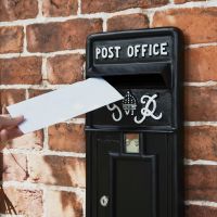 Black & White "King George" Rex Post Box Front in Use